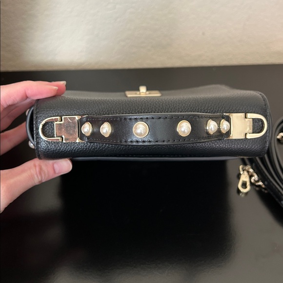Kate Spade Serrano Place Pearl Maisie Crossbody Black Pebble Leather Pearl Studs - Picture 9 of 17